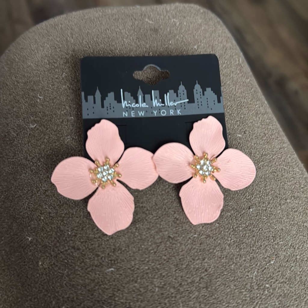 Nicole Miller Pink Flower Earrings